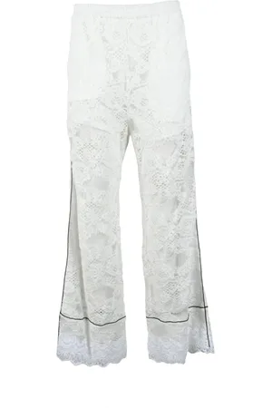 Msgm Femme, Pantalons, Blanc, Taille: 38 FR Pantalon en Nylon et Coton Élégant