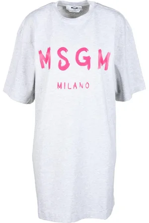 Msgm Femme, Robes, Gris, Taille: 38 FR Robe en coton pour femmes