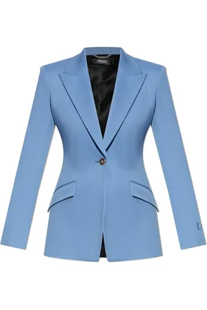 VERSACE Femme, Vestes, Bleu, Taille: 36 FR Blazer en laine avec revers fermés