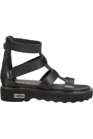 Cult Femme, Chaussures, Noir, Taille: 38 EU Sandales Ziggy en Cuir Noir