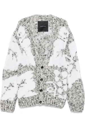 Federico Cina Homme, Pulls, Gris, Taille: M Pull en Tricot Intarsia Col V