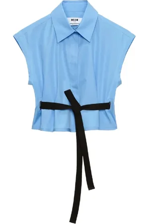 Msgm Femme, Blouses et Chemises, Bleu, Taille: 38 FR Chemise en Coton Bleu Clair Mode Femme