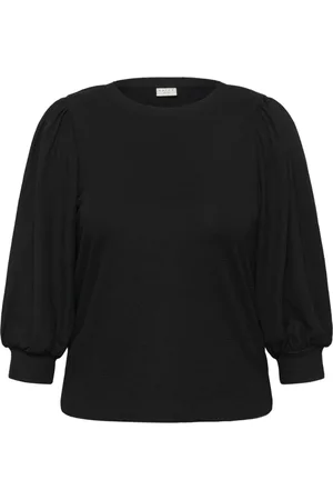 Kaffe Femme, Blouses et Chemises, Noir, Taille: 44 FR T-shirt noir profond avec manches bouffantes