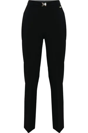 Kocca Femme, Pantalons, Noir, Taille: 36 FR Pantalon Élégant à Plis avec Ceinture à Boucle