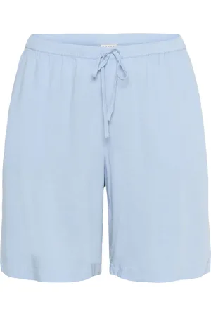 Kaffe Femme, Shorts, Bleu, Taille: 56 FR Shorts à Taille Élastique en Chambray Doux