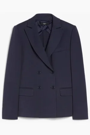 Max Mara Femme, Vestes, Bleu, Taille: 38 FR Blazer croisé avec une ligne droite et légèrement fuselée