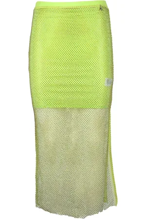 Patrizia Pepe Femme, Jupes, Vert, Taille: 40 FR Jupe en Maille à Paillettes avec Taille Élastique