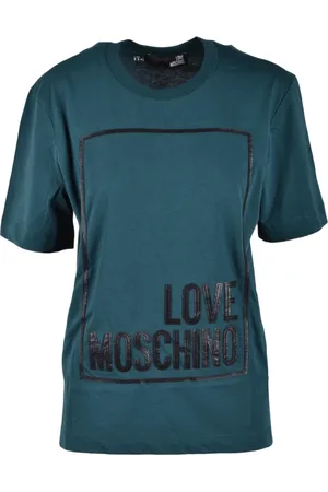 Moschino Femme, Tops, Vert, Taille: 40 FR T-shirt en Coton avec Design Élégant
