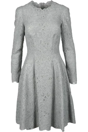 ERMANNO SCERVINO Femme, Robes, Gris, Taille: 40 FR Robe Évasée en Macramé avec Fermeture Éclair