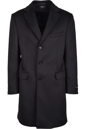 Ermenegildo Zegna Homme, Manteaux, Bleu, Taille: L Manteau Laine Cachemire Boutonné Doublé