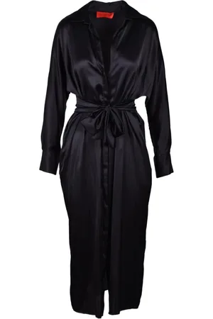 FARFETCH Femme, Robes, Noir, Taille: 40 FR Robe chemisier en soie avec boutons et poches