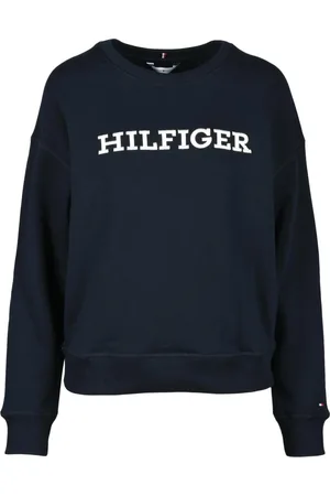Tommy Hilfiger Femme, Sweatshirts et sweats à capuche, Bleu, Taille: 40 FR Sweat en Coton - Modèle: Felpa