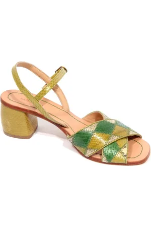 Maliparmi Femme, Chaussures, Vert, Taille: 37 EU Sandalette Patchwork avec Talon 6 cm