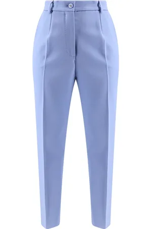 Dolce & Gabbana Femme, Pantalons, Bleu, Taille: 42 FR Pantalon Bleu en Laine Fermeture Éclair