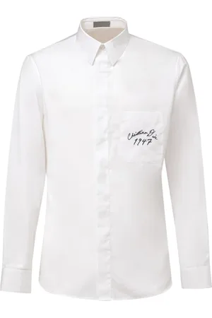 Dior Homme, Chemises, Blanc, Taille: L Chemise Blanche en Coton avec Logo Manuscrit