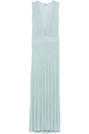 ANTONINO VALENTI Femme, Robes, Bleu, Taille: 36 FR Robe Midi Bleu Ciel Col en V