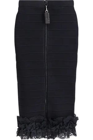 Self-Portrait Femme, Jupes, Noir, Taille: 38 FR Jupe en Dentelle Noire avec Détail de Fermeture Éclair