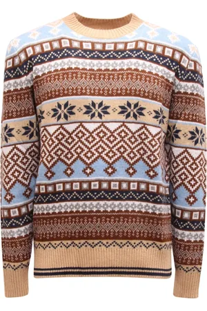 BALLANTYNE Homme, Pulls, Multicolore, Taille: L Pull en Laine Chameau Bleu Marron