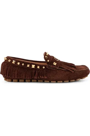 VALENTINO GARAVANI Homme, Chaussures, Brun, Taille: 42 1/2 EU Chaussures plates marron avec détail Borchie