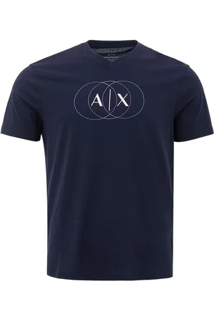 Armani Exchange Homme, Tops, Bleu, Taille: M T-shirt en coton bleu Col classique