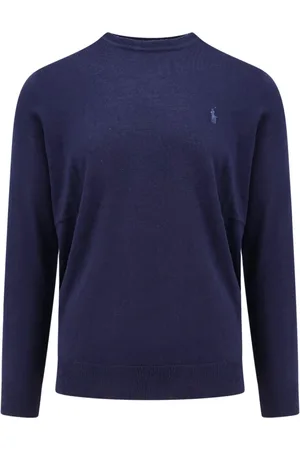 Ralph Lauren Homme, Pulls, Bleu, Taille: 2XL Pull Bleu avec Bordures Côtelées