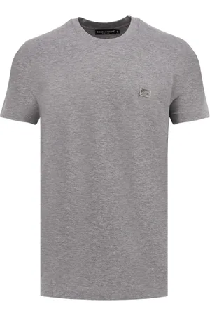 Dolce & Gabbana Homme, Tops, Gris, Taille: L Col rond côtelé T-shirt à manches courtes