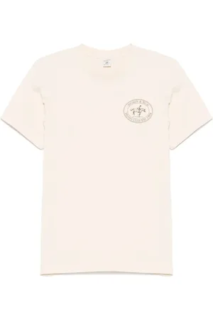 Sporty & Rich Femme, Tops, , Taille: 42 FR T-shirt Ecru Col Rond Manches Courtes