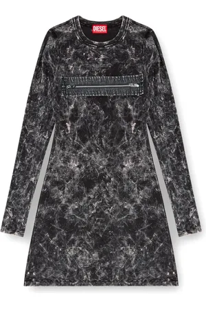 Diesel Femme, Robes, Noir, Taille: 40 FR Robe Noire à Col Roulé à Manches Longues