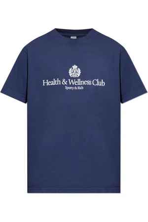 Sporty & Rich Unisex, Tops, Bleu, Taille: S T-shirt de la collection Riding Drop