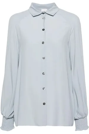 ELEVENTY Femme, Blouses et Chemises, Bleu, Taille: 44 FR Chemise Élégante Bleue à Manches Longues en Soie