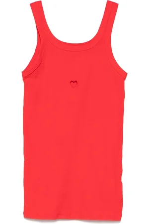 Baserange Femme, Tops, Rouge, Taille: 36 FR Haut Rouge Sans Manches Col en V