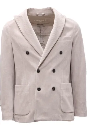 Circolo Homme, Vestes, , Taille: S Veste Côtelée Double-Breasted Platine