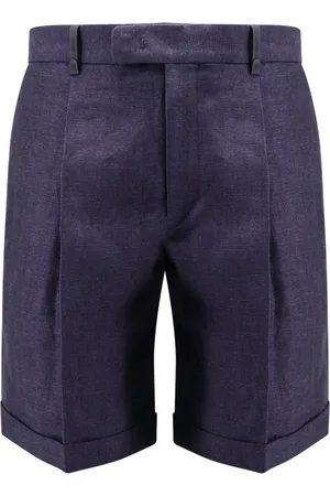 Berluti Homme, Shorts, Bleu, Taille: L Shorts Bleu en Lin Crochet Métallique Fermeture Éclair