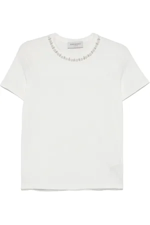 ERMANNO SCERVINO Femme, Tops, Blanc, Taille: 34 FR T-shirt Blanc orné de cristaux