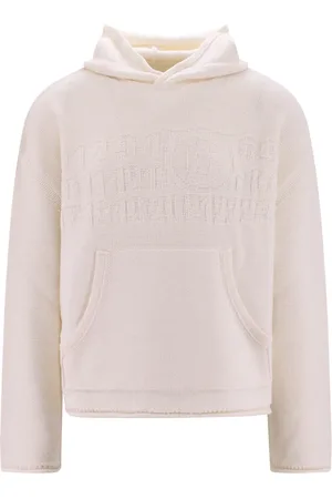 Maison Margiela Homme, Sweatshirts et sweats à capuche, Blanc, Taille: S Pull à Capuche Blanc avec Logo Brodé