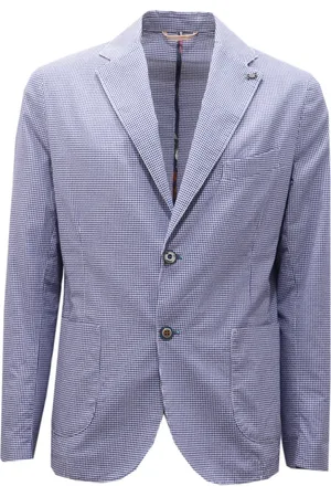 BOB der Bär Homme, Vestes, Bleu, Taille: L Veste en coton bleu pied de poule