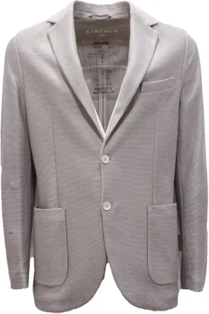 Circolo Homme, Vestes, Gris, Taille: M Veste en lin couleur glace