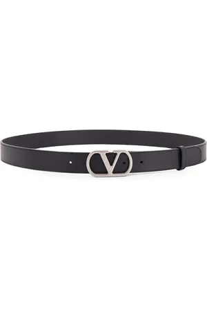 VALENTINO GARAVANI Homme, Accessoires, Noir, Taille: 85 CM Ceinture en cuir noir avec boucle en métal