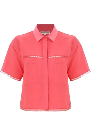 Kocca Femme, Blouses et Chemises, Rose, Taille: 42 FR Chemise à patte de boutonnage dissimulée et inserts décoratifs
