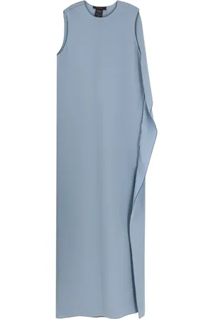 Max Mara Femme, Robes, Bleu, Taille: 40 FR Robe en Soie Bleu Clair avec Fente Latérale