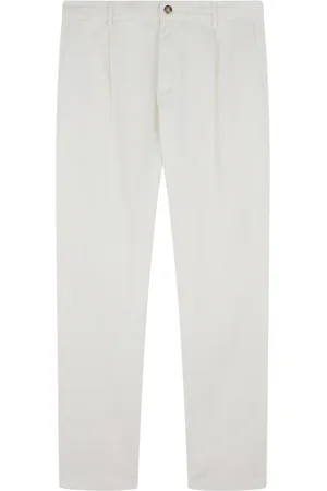Paul & Shark Homme, Pantalons, Blanc, Taille: L Pantalon Chino en Coton avec Plis