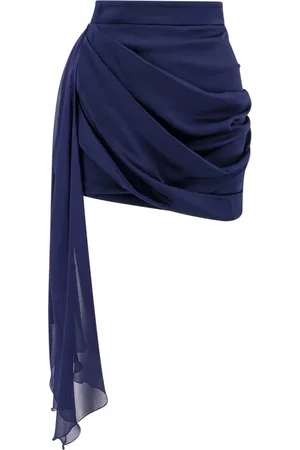 Elisabetta Franchi Femme, Jupes, Bleu, Taille: 36 FR Jupe Bleue en Soie Superposée