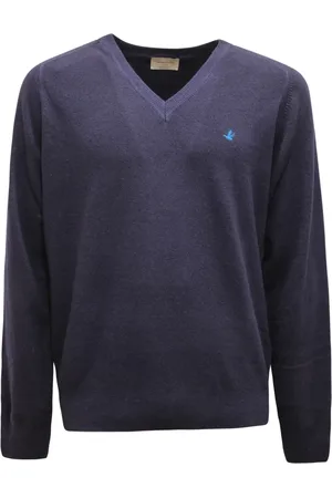 BROOKSFIELD Homme, Pulls, Bleu, Taille: XL Pull en laine à col en V Fabriqué en Italie