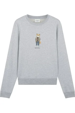 Maison Kitsuné Femme, Sweatshirts et sweats à capuche, Gris, Taille: 40 FR Pull gris avec logo en relief