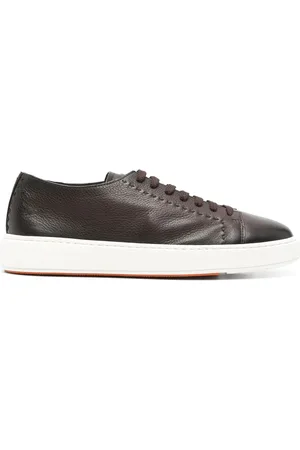 santoni Homme, Chaussures, Brun, Taille: 40 1/2 EU Baskets Marron Café à Lacets