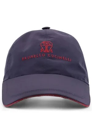Brunello Cucinelli Homme, Accessoires, Bleu, Taille: M Chapeau Bleu avec Logo Brodé