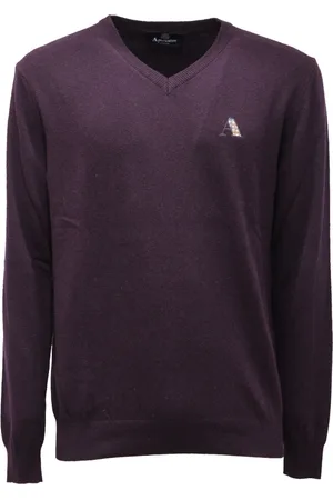 Aquascutum Homme, Pulls, Violet, Taille: S Pull violet col en V Modèle 123566