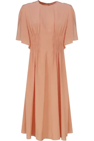 Chloé Femme, Robes, Rose, Taille: 42 FR Robe Rose en Soie Sous le Genou