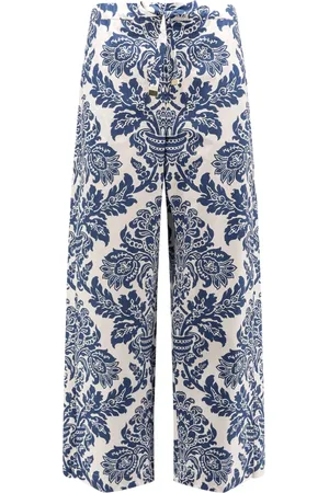 Max Mara Femme, Pantalons, Multicolore, Taille: 36 FR Pantalon Blanc Cropped avec Taille Élastique