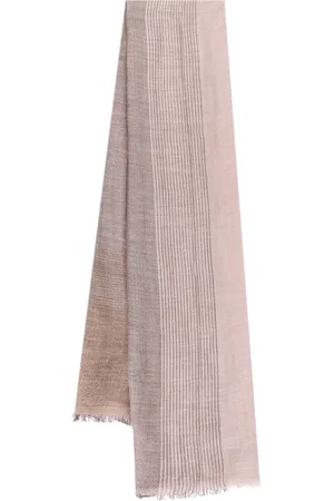 Brunello Cucinelli Homme, Accessoires, Brun, Taille: ONE Size Écharpe à rayures à franges fabriquée en Italie